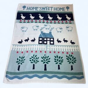 Vintage Home Sweet Home Crown Crafts 1986 Blanket Ducks & Sheep - 100% Cotton